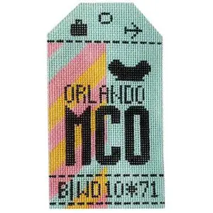 Orlando (MCO) Retro Travel Tag-3" x 5"- 18 Mesh