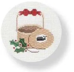 Nantucket Basket Ornament-Lid to the Side-4.5" Round-18 Mesh