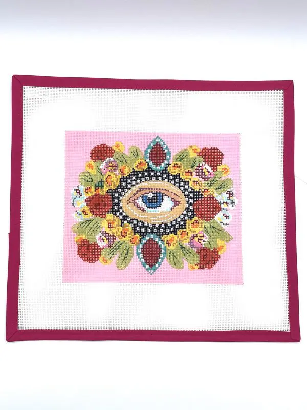 Eye with Roses & Dots- 8 1/2" x 7 1/4"- 13 Mesh