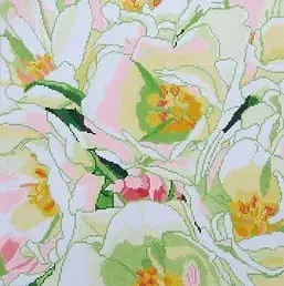 White Tulips- 14" Square- 13 Mesh