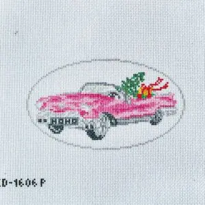 Variation #15036 of Pink Christmas Cadillac Ornament 5 3/8″ x 3 1/8″ 18 Mesh
