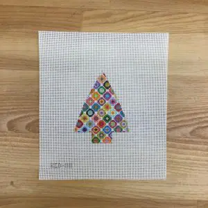 Tree with Multicolored Dots- 3 1/2" X 4 1/4" 18 Mesh