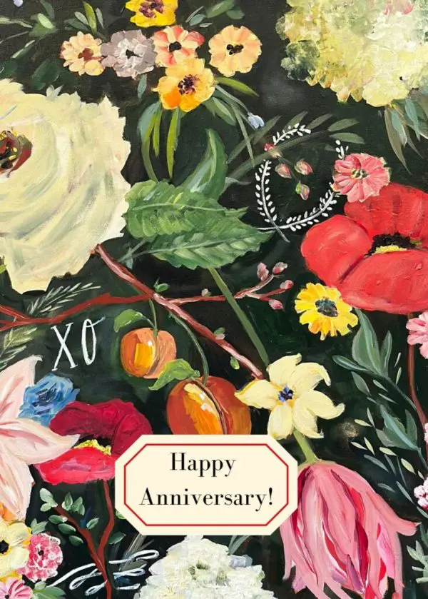 Happy Anniversary Floral Greeting Card- 4.5" x 6"