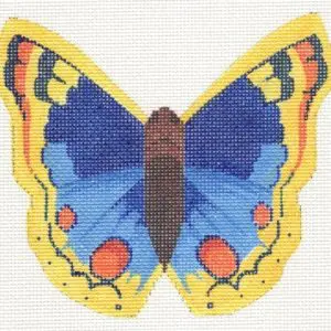 Blue and Yellow Butterfly-7.25" x 3.5" - 18 Mesh