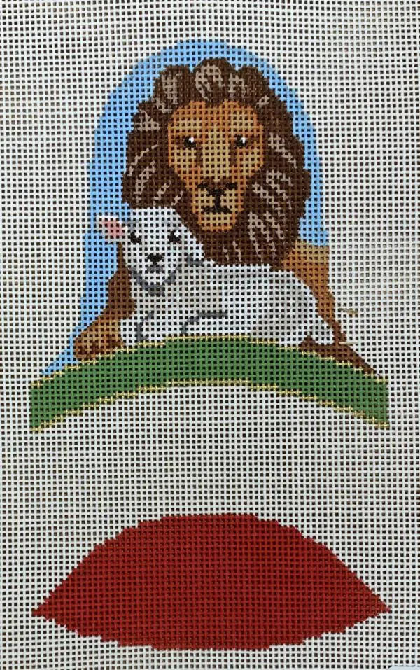 Dimensional Bell  Lion and Lamb-3.5 " x 4" 18 Mesh