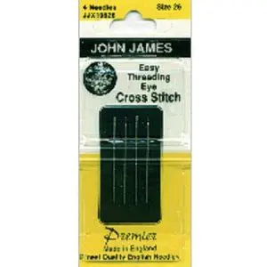 John James Needles- Easy Threading Cross Stitch- Size 26- 4 Pack