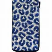 Navy Leopard Eyeglass Case-Stitch & Zip