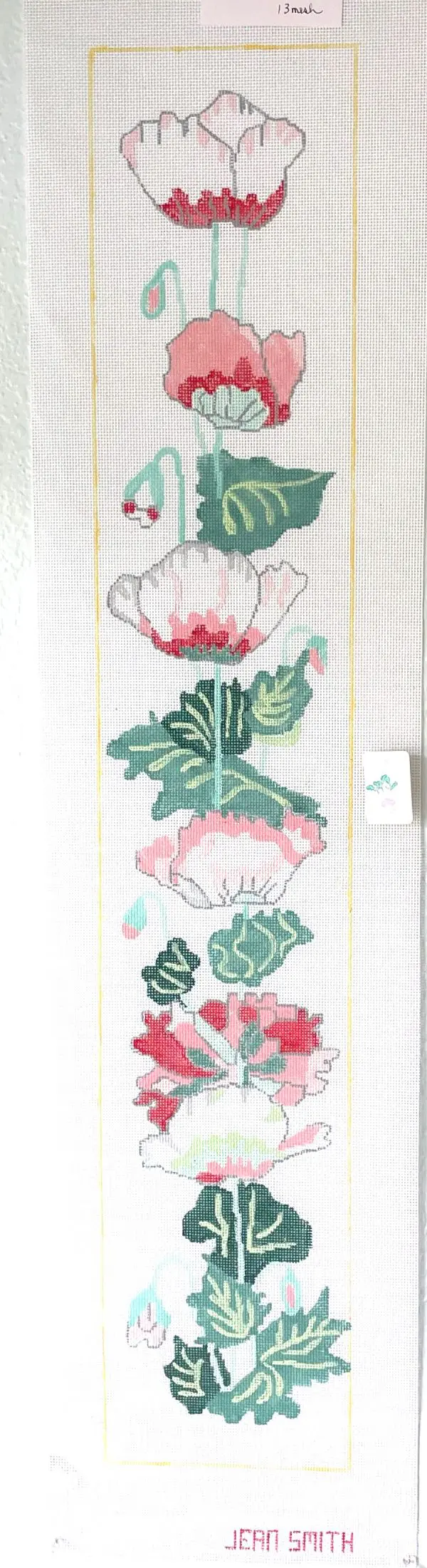 Chinese Poppies Bellpull- 6" x 45" - 13 Mesh