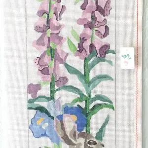 Bunny and Foxglove Bellpull- 8" x 40" - 13 Mesh