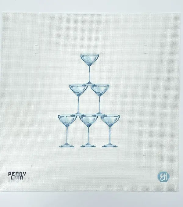 Something Blue Cocktails (without writing)-7" x 7" Square- 18 Mesh