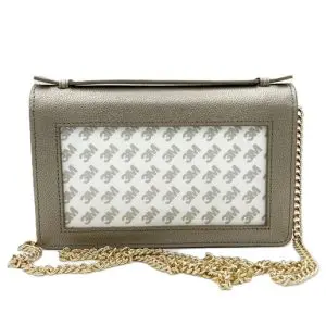 Self-Finishing Everyday Clutch - Metallic Taupe with Gold Chain