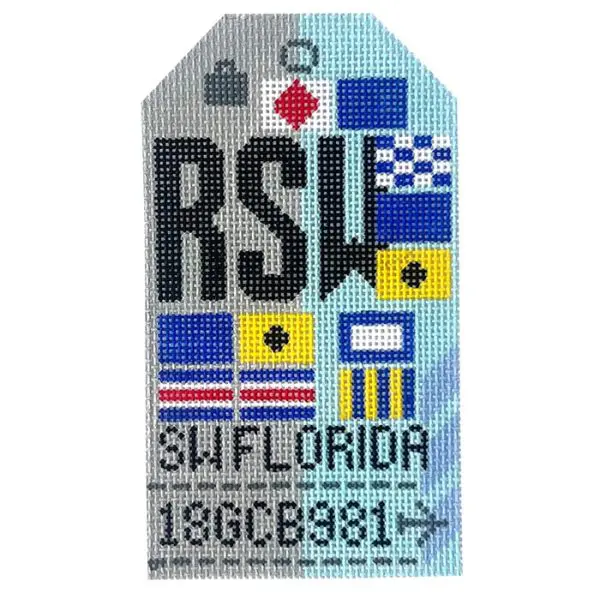 South West Florida (RSW) Retro Travel Tag- 3" x 5"- 18 Mesh