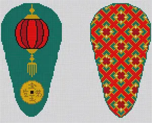 Chinese Red & Teal Lantern Scissor Case - 18 mesh