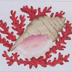 Conch Shell with Coral - 8.5" x 6.5" 13 Mesh