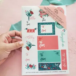 Mint Floral Christmas Stickers-Gift Tag Sticker Sheet