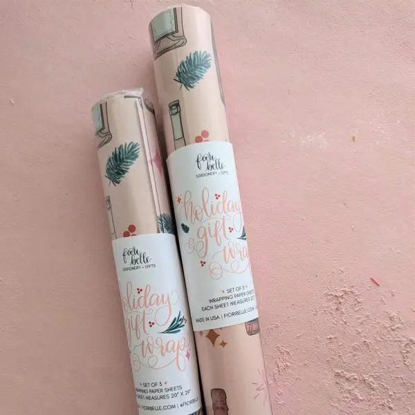 Pink Christmas Wrapping Paper, Rose Wine Christmas Gift Wrap