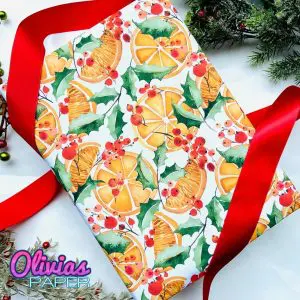Sicilian Orange Christmas Gift Wrap Wrapping Paper