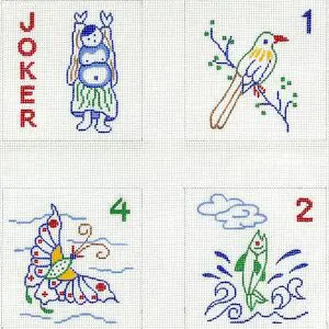 Mahjong Coasters - set of 4  4" - 18 Mesh