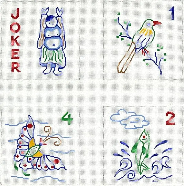 Mahjong Coasters - set of 4  4" - 18 Mesh