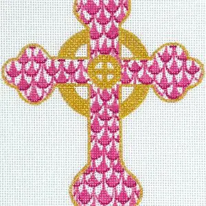 Pink Fishnet Celtic Cross   4.75" x 6" - 18 Mesh