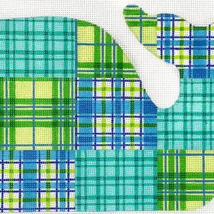 Blue & Green Madras Whale  5" x 3.25" - 18 Mesh