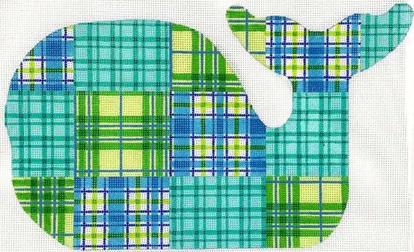 Blue & Green Madras Whale  5" x 3.25" - 18 Mesh