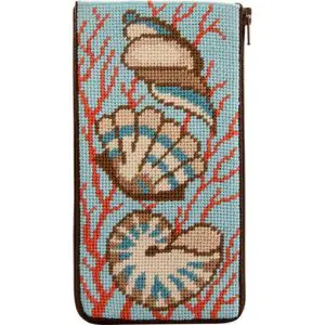 Shells & Coral Stitch & Zip Eyeglass Case
