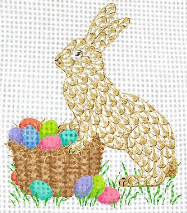 Golden Fishnet Easter Bunny - 18 Mesh