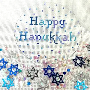 Happy Hanukkah 3" Round with Clear Dome & Confetti