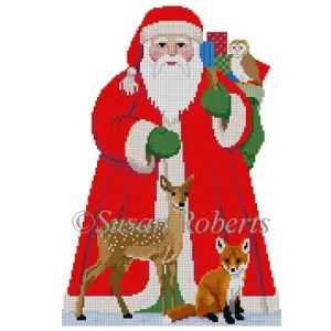 Santa with Baby Forest Animals Tree Topper - 10" - 18 mesh