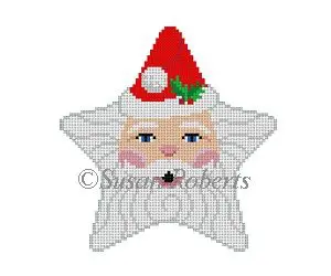 Santa Face Star Ornament - 18 Mesh