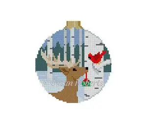 Cardinal Gift Ornament - 3 1/4″ round-18 Mesh