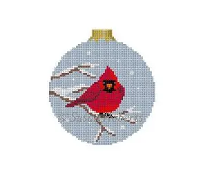 Puffed Cardinal round Ornament - 18 Mesh