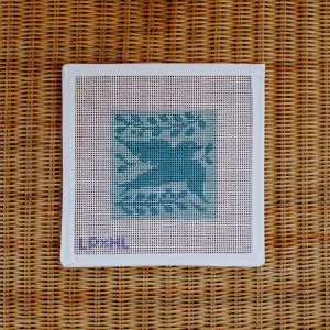 Hibiscus Linens Blue Dove Coaster- 4" x 4" - 13 Mesh