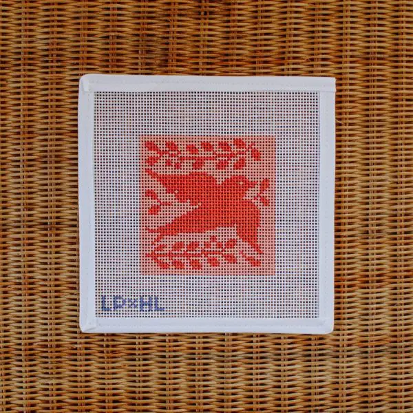 Hibiscus Linens Coral Dove Coaster- 4" x 4" - 13 Mesh