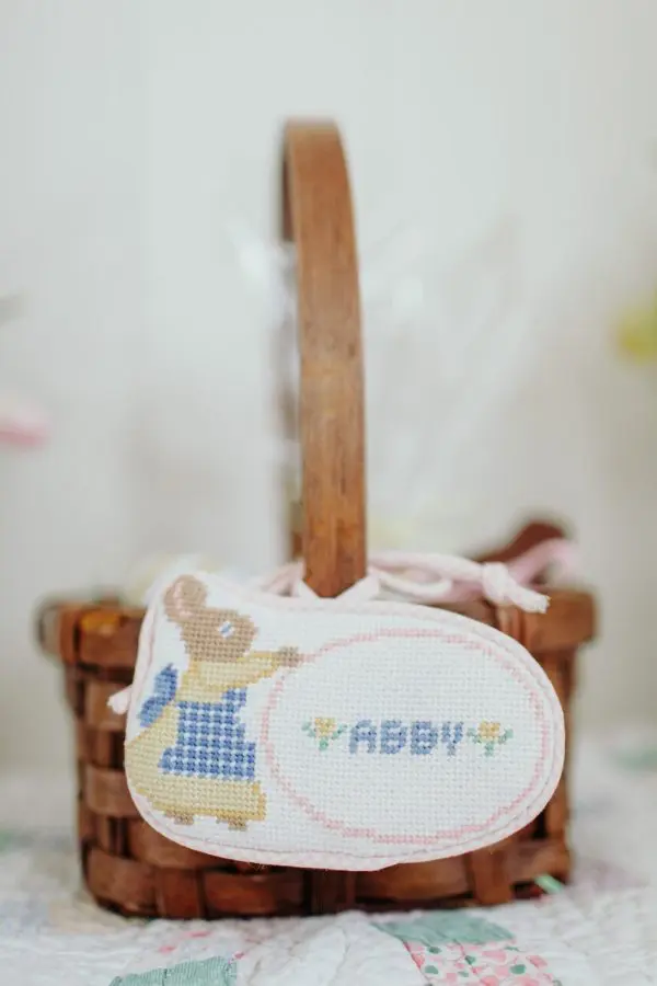 Green Bunny Basket Tag - 5” x 3.5”- 13 Mesh - Image 2