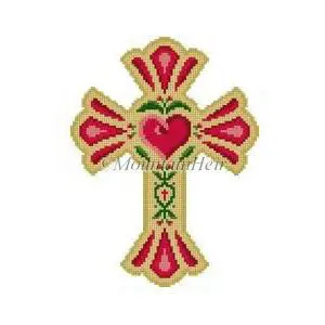 Scalloped Heart Cross - 18 Mesh