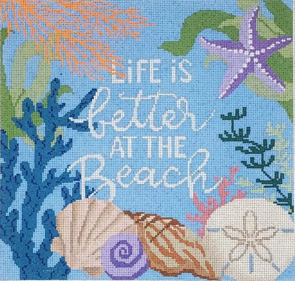Life is Better at the Beach Pillow -12" x 12" - 13 Mesh