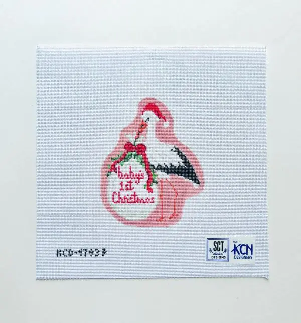 Baby's First Christmas Pink Stork -18 Mesh