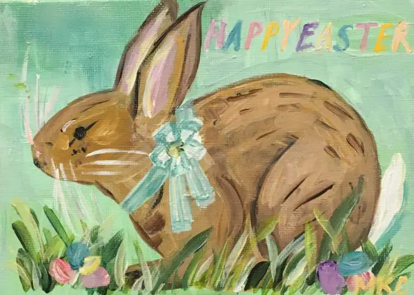 Mint EasterBunny Greeting Card- 4.5" x 6"