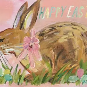 Pink EasterBunny Greeting Card- 4.5" x 6"