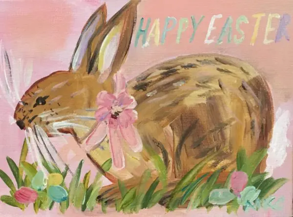 Pink EasterBunny Greeting Card- 4.5" x 6"
