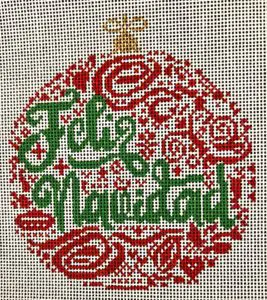 BP-108 Small Feliz Navidad Ornament – Red 4 x 4, 18 Mesh