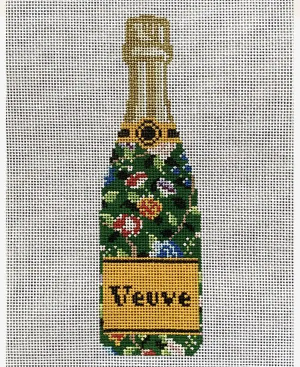 Green Floral Veuve Bottle