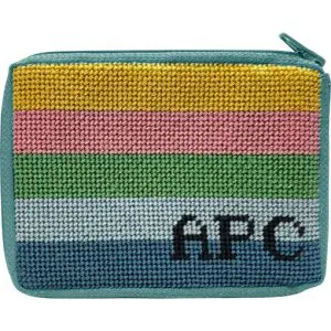 Striped Monogram Coin Purse-Stitch & Zip