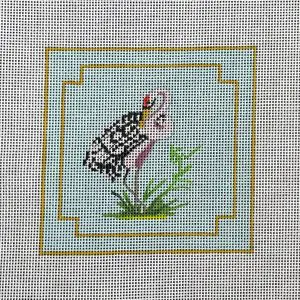 Crane Coaster with Light Blue Background - 4" Square- 18 Mesh