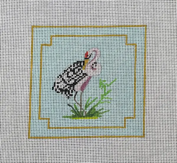 Crane Coaster with Light Blue Background - 4" Square- 18 Mesh