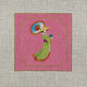 Woman with Parasol Coaster - 4" Square- 18 Mesh