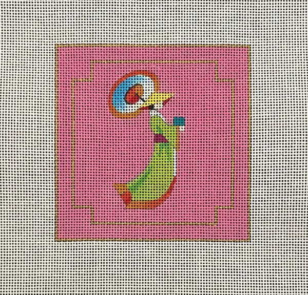 Woman with Parasol Coaster - 4" Square- 18 Mesh