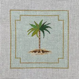 Palm Tree with Light Blue Background Coaster - 4" Square- 18 Mesh